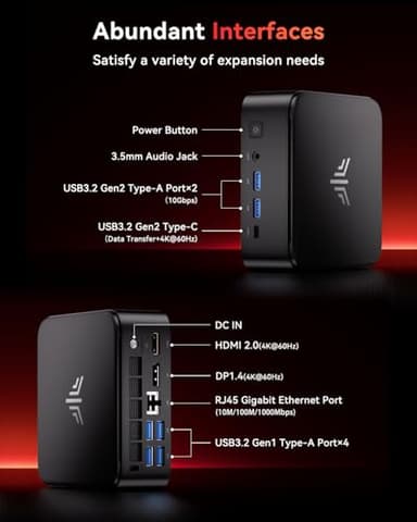 KAMRUI E3B Mini Gaming PC, 16GB RAM 512GB SSD Mini PC AMD Ryzen 5 7430U Micro Desktop Computers (Max 4.3GHz,6C/12T, Beat 5650U), Small Computer Support WiFi 6, BT5.2, Triple Display for Office Home - Image 4
