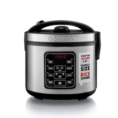 Gourmia Rice Cooker – 5 Qt Capacity, 20 Cup Cooked, 10 Cup Uncooked, Digital Controls, 6 Cooking Presets, Grain Cooker & Steamer, Nonstick Pot, Steam Tray, Delay Timer, Keep Warm, Stainless Steel - Image 1