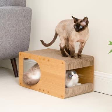 EHEYCIGA Cardboard Cat Scratcher House, 17-Inch Corrugated Cat Scratcher for Indoor Cats, Kitten Scratching Board Pad, Brown - Image 9