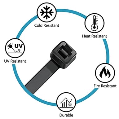 Zip Ties Assorted Sizes(4”+6”+8”+12”), 400 Pack, Black Cable Ties, UV Resistant Wire Ties by ANOSON - Image 5