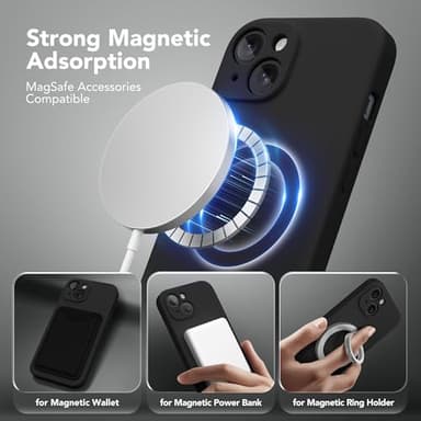 SuydanBox Magnetic for iPhone 13 Case, Compatible with MagSafe, [Full Camera Protection][Screen Protector] Silicone Shockproof Protective Phone Case for iPhone 13 6.1", Black - Image 2
