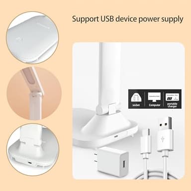 R RUCKERCO Led Desk Lamp Dimmable Desk Light Reading Lamp 3 Lighting Modes, Eye Protection Accessories, Study Desk Lamp Equipped USB Charger Suitable for Home Office is for Gift Giving - Image 3