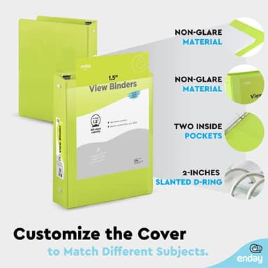 3 Ring Binder, 1.5 Inch Clear View Cover with 2 Inside Pockets Binder, Colored School Supplies 1 ½ Inch Round Ring Binders, in Pink, Red, Blue, Purple, Green, and Grey, Multicolor (6 PC) – by Enday - Image 4