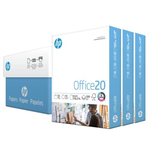 HP Printer Paper | 8.5 x 11 Paper | Office 20 lb | 3 Ream Case - 1500 Sheets | 92 Bright | Made in USA - FSC Certified | 112090C, White - Image 1
