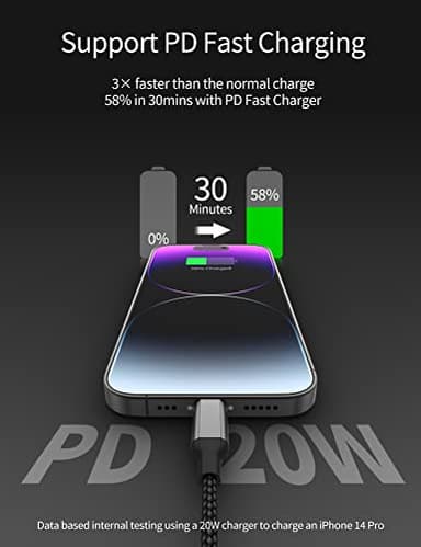 1ft USB C to Lightning Cable Short, [Apple MFi Certified] 2Pack USB C iPhone Charger PD Fast Charging, 12inch Nylon Braided Type C to Lightning Cord for iPhone 14 13 12 11 Pro Max Mini XR XS 8 SE iPad - Image 2