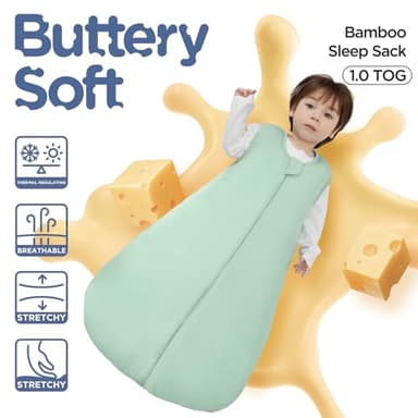 Duomiaomiao 2 Pack Buttery Soft Rayon Made from Bamboo Baby Sleep Sack 6-18 Months 1.0 TOG, Premium Baby Sleeping Bag 2-Way Zipper for Babies - Image 2