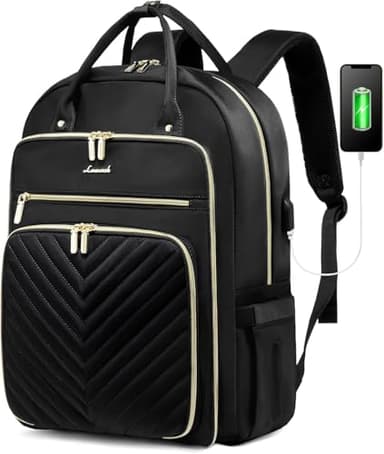 LOVEVOOK Laptop Backpack Women Teacher Backpack,15.6 Inch Laptop Bag with USB Port,Waterproof Daypack for Work Travel,Black - Image 1