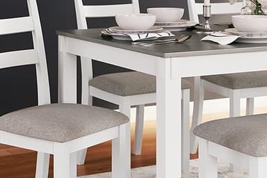 Signature Design by Ashley Stonehollow Modern Farmhouse Dining Table with Upholstered Chairs and Bench, Set of 6, White & Gray - Image 10
