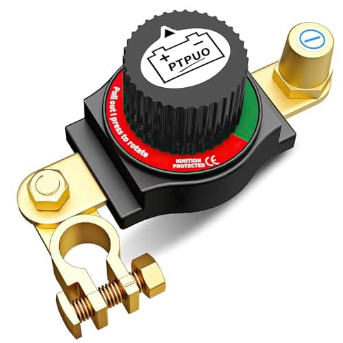 PTPUO Top Post Battery Disconnect Switch, Car Battery Disconnect Switch, 12V-48V Battery Cut/Shut Off kit for Car RV Boat Truck ATV, Suitable for Negative Terminal, Flexible Installation Options - Image 1