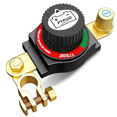 PTPUO Top Post Battery Disconnect Switch, Car Battery Disconnect Switch, 12V-48V Battery Cut/Shut Off kit for Car RV Boat Truck ATV, Suitable for Negative Terminal, Flexible Installation Options - Image 1