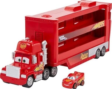 Mattel Disney Pixar Cars Mini Mack Racers Hauler & 1 Toy Car, Transporter Truck Holds 18 Minis, Collectible Set - Image 3