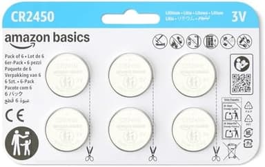 Amazon Basics 6-Pack CR2450 Lithium Coin Cell Battery, 3 Volt, Long Lasting Power, Mercury-Free, Child-Safe Package (Use Scissors to Open - Image 3