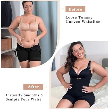 YIANNA Fajas Colombianas Shapewear for Women Tummy Control Postpartum Body Shaper Butt Lifter Post Surgery Compression Garment Bodysuit,YA7212-Black-M - Image 7