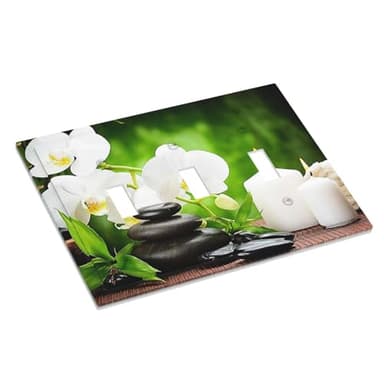 Modern Zen Giclee Wall Art Spa 3-Gang Triple Toggle Decorative Light Switch Plate Cover Massage Treatment Wall Plate Standard Size Wallplate Electrical Device Outlet Cover 6.7x 4.8 IN - Image 3