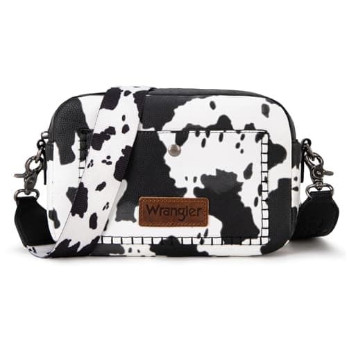 Wrangler Crossbody Purses for Women Trendy Camera Snapshot Bag with Wide Strap WG90-819COW-BK - Image 1