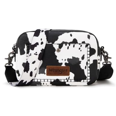 Wrangler Crossbody Purses for Women Trendy Camera Snapshot Bag with Wide Strap WG90-819COW-BK - Image 1