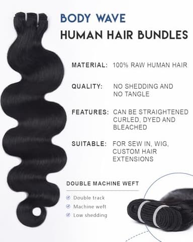 Lucklady 16A Raw Bundles Human Hair Body Wave, 4 Bundles 18 20 22 24 Inch Body Wave Bundles Human Hair, Triple Lifespan Virgin Remy hair - Image 3