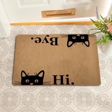 Funny Welcome Doormat For Indoor Entrance Way Decor Door Mats for Front Door Hi Bye Cute Cats Personalized Monogram Kitchen Rugs and Mats With Anti-Slip Rubber Back Novelty Gift Mat(23.7 X 15.9 in) - Image 4