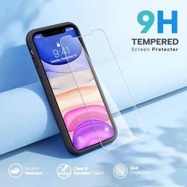 Miracase Designed for iPhone 11 Phone Case, with Screen Protector, Liquid Silicone Gel Rubber Full Body Drop Protection Shockproof Cover Phone Case for iPhone 11 6.1 inch, Black - Image 2