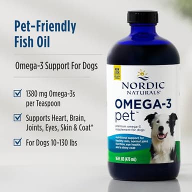 Nordic Naturals Omega-3 Pet, Unflavored - 16 oz - 1380 mg Omega-3 Per Teaspoon - Fish Oil for Large to Very Large Dogs with EPA & DHA - Promotes Heart, Skin, Coat, & Immune Health - Image 6
