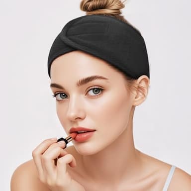 HFZRZFH 3-Pack Adjustable Velcro Terry Cloth Spa Headbands for Women - For Face Washing, Skincare, Makeup, and Shower (Gray, White, Black) - Image 4