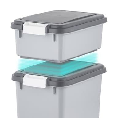 IRIS USA Dog Food Storage Container, 30 lbs & 11 lbs Combo, Cat Food Storage Container, Dog Treat Container, Airtight, Stackable, 2-Cup Scoop, Wheels, Easy Mobility, Gray - Image 6