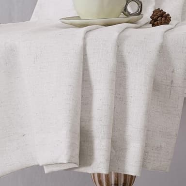 H.VERSAILTEX Linen Curtains 84 Inch Length for Living Room 2 Panels Modern Farmhouse Light Filtering Window Privacy Drapes for Farmhouse Window Treatment, 52 x 84 - Natural White with Brownish Linen - Image 5
