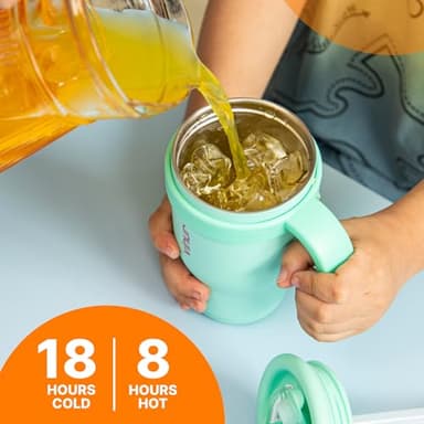 VINUR Insulated Tumbler with Handle 17 oz Stainless Steel Double Wall Vacuum Tumbler Travel Water Cup with Lid and Straw(Rose Pink) - Image 6