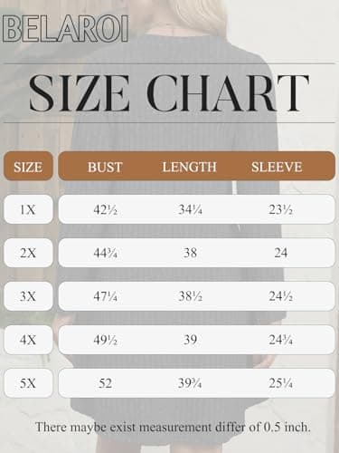 BELAROI Plus Size Sweater Dress Curvy Women Fall Dresses Winter V Neck Long Sleeve Pockets Tshirt Dress Loose Fit (3X, Dark Gray) - Image 7