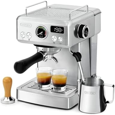 HIBREW H10A - 58mm Espresso Machine, Stainless Steel Body with Milk Frother, Customizable Settings, Smart Display + 20 Bar Pressure Gauge - Image 3