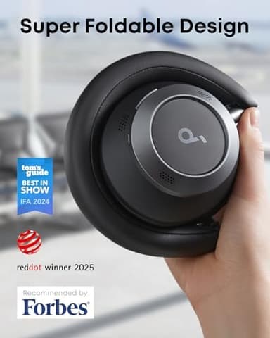 Soundcore Space One Pro, FlexiCurve Over-Ear Headphone, Adaptive Active Noise Cancelling Headphones Driven by 6 Mics, 60H Lossless Audio, Ultra-Fast Charging, Hi-Res Wireless, Comfortable Fit - Image 4