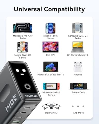 Laptop Charger, GaN 140W USB C Charger PD3.1 PPS 4-Port Multi-Device Fast Charging, USB C Power Adapter, Intuitive Touch Screen, for MacBook Pro, iPhone 17/16 Series, Samsung Galaxy,Pixel,DJI Drone - Image 7