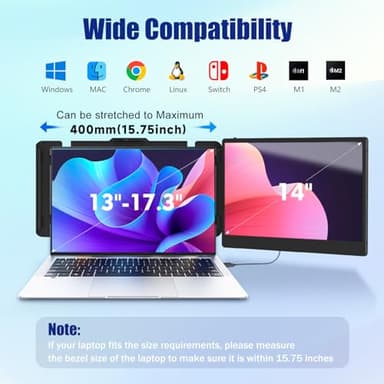 KEFEYA Laptop Screen Extender, 14" FHD 1080P IPS Laptop Monitor Extender Dual Screen, Portable Monitor for Laptops 13-17" with USB-C/HDMI Port, Plug n Play for Windows/Mac/Android/Switch/PS5 - Image 5