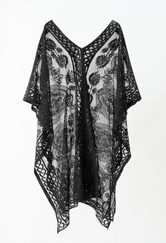 Women's Swimwear Cover-Up for Beach and Pool, Lace V-Neck Swimsuit Dress, Bikini Cover-Up (Black) - Image 7