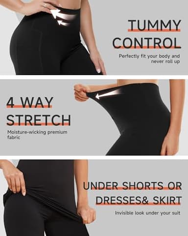 GAYHAY Biker Shorts for Women with Pockets - 8"/5"/3" Booty High Waisted Black Spandex Volleyball Short for Workout Yoga - Image 3