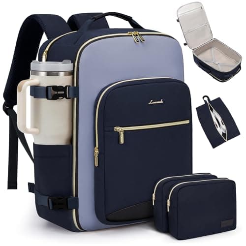LOVEVOOK 50L Travel Backpack for Women & Men, Airline Approved Carry On Luggage with 3 Packing Cubes, TSA Overnight Bags, Waterproof Personal Item Bag, Weekender Essentials Backpacks fits 17" Laptop - Image 1