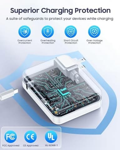 140W USB-C Charger for MacBook Pro 14",16"(2021,2022,2023),2024 MacBook pro M4, MacBook Air 13", 15" (2022, 2023, 2024,M1, M2, M3,), 140W Power Adapter - Image 4