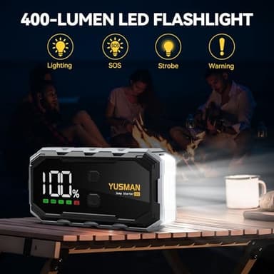 Car Jump Starter, 8000A 12V Jump Battery Pack (All Gas/10.0L Diesel), Portable Jump Starter with Display, Car Jump Starter with Extended Smart Cables, Quick Charge 3.0, LED Light - Image 7