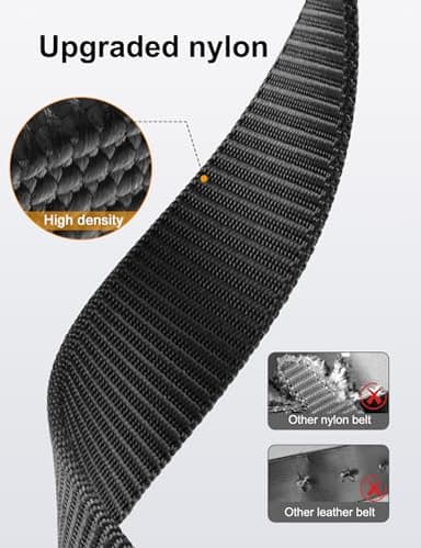 JUKMO Men's 1.5" Nylon Ratchet Belt, Casual Web Click Tactical Belt with Slide Buckle for Jeans, No Holes Adjustable Trim to Fit(Black,Medium) - Image 3