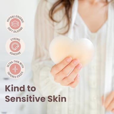 Nipple Covers For Women-Sticky Bra Alternative, Dermatologist Approved, Reusable Silicone Pasties, Breast Petals A-DD For Strapless & Backless Wear Nude - Image 6