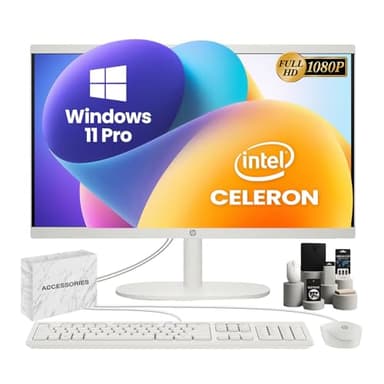 HP All-in-One Desktop Computer - 32GB RAM, 1TB SSD, 21.5" FHD Anti-Glare Display, Intel Celeron J4025, Wired KB & Mouse, Wi-Fi 6, for Students & Business, Windows 11 Pro, w/Accessories - Image 1