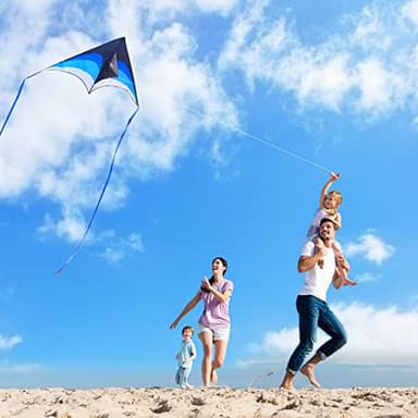 Mint's Colorful Life Delta Kite for Kids & Adults, Easy to Fly Kites with 2 Ribbons and 300ft Kite String, Best Kites for Beginner(Blue) - Image 3