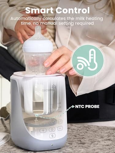GROWNSY Nutri Bottle Warmer with Innovative Auto-Lift Feature, 10-in-1 Fast Baby Bottle Warmer with Night Light, Retain Nutrients Milk Warmer for Breastmilk&Formula - Image 7