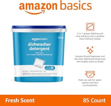 Amazon Basics Dishwasher Detergent Pacs, Fresh Scent, 85 Count (Previously Solimo) - Image 6