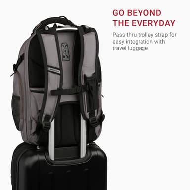 SwissGear Travel Tech Elite Laptop Backpack – Fits Laptops up to 16” – ScanSmart TSA-Friendly Backpack with USB Port, Shoe Compartment & Organizer Pockets – Grey Ballistic - Image 4