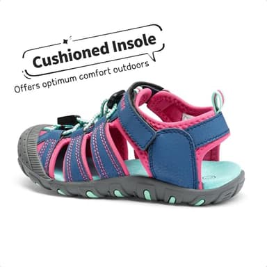 DREAM PAIRS Girls Little Kid 181105K Blue Fuchsia Mint Athletic Outdoor Summer Sandals Size 2 M US Little Kid - Image 2