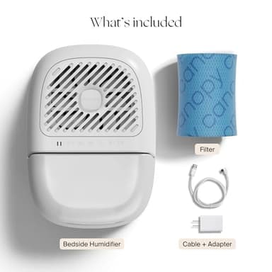 Canopy Bedside Humidifier 2.0, White, 36 HR Run Time, 2.5L Capacity - Reading Light & White Noise - Alleviate Symptoms of Allergies, Flu, Cold, Dry Skin - Humidifier, Filter, Power Cord & Adapter - Image 3