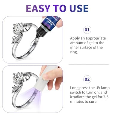 Ring Sizers for Loose Rings - 10ml Invisible Guards Adjuster for Men and Women, Spacers & Tighteners, with UV LED Lamp, Fit Any Rings Resizer, Reduces by 0.5-1.5mm - Image 3