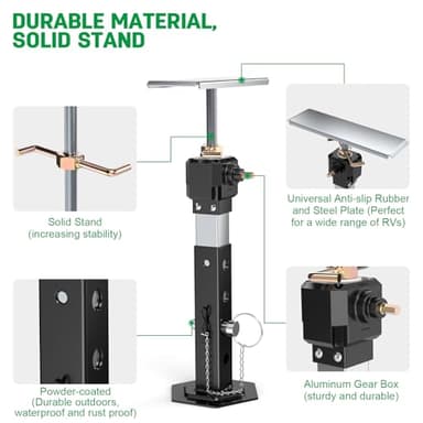 RV Slide Out Support Jacks 13"-26"(Electric Drill Adjust) 2 Pcs Heavy Duty RV Stabilizer Jacks for RV, Camper and Travel Trailer, Supports Up to 5,000 lbs and Aluminum Gear Box - Image 6