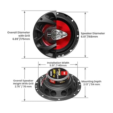 BOSS Audio Systems CH6530 Chaos Series 6.5 Inch Car Door Speakers - 300 Watts (Pair), 3 Way, Full Range, Tweeters, Coaxial, Sold in Pairs - Image 4
